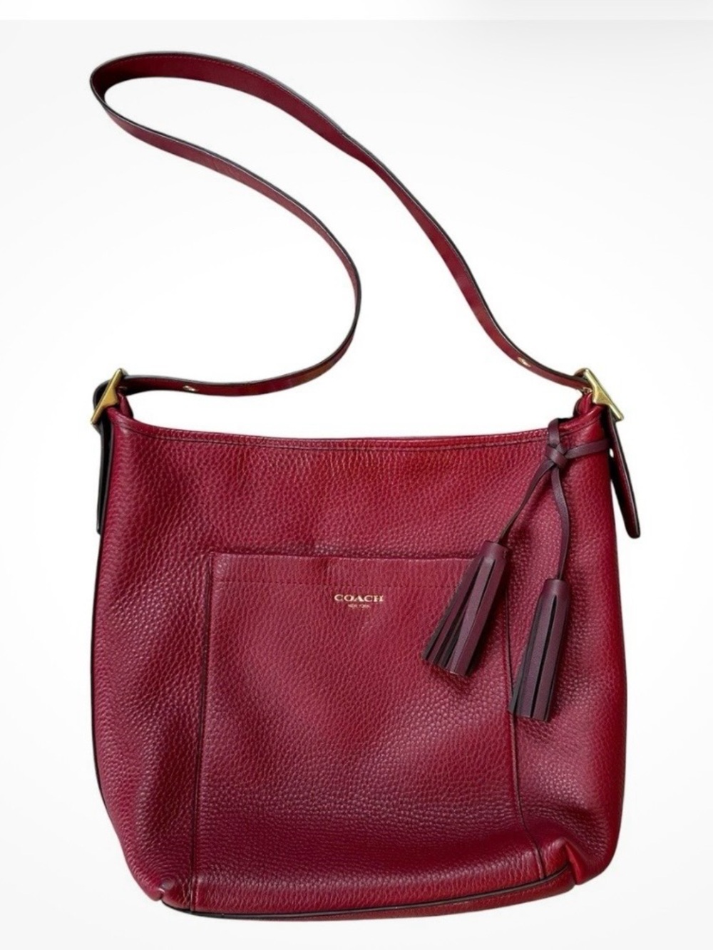 Coach Legacy Pebbled Leather  Hobo Shoulder Bag in Deep Red